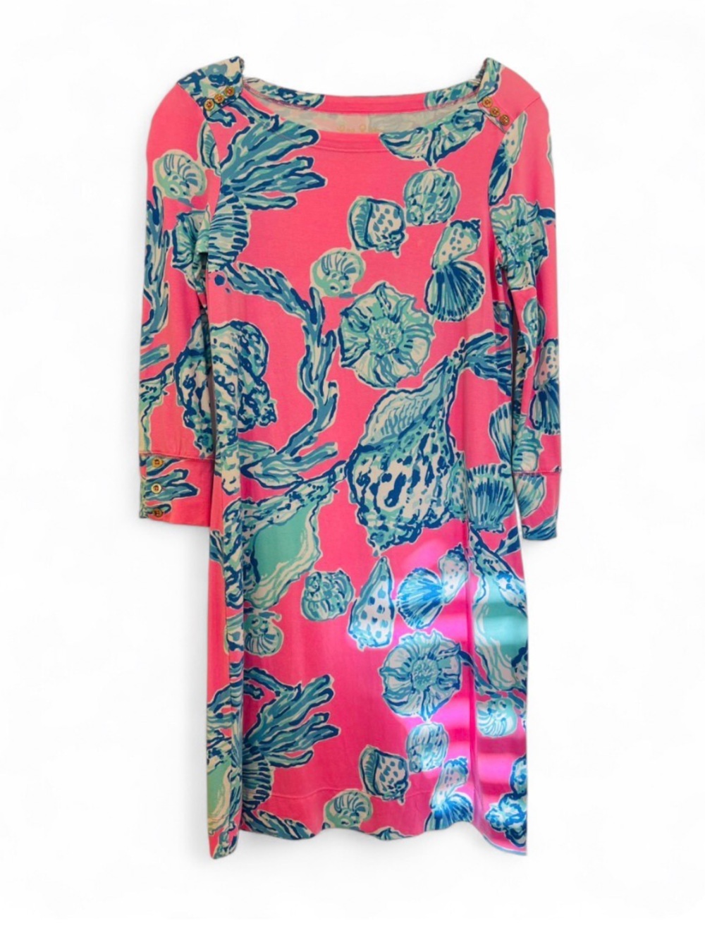 Lilly Pulitzer Tana T-Shirt Dress Floral Mini Dress Pink & Blue XS